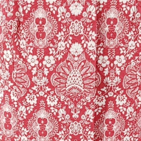 Loft red & white cotton matelasse short sleeve jacket w/ peter pan collar size 6 - Picture 6 of 15